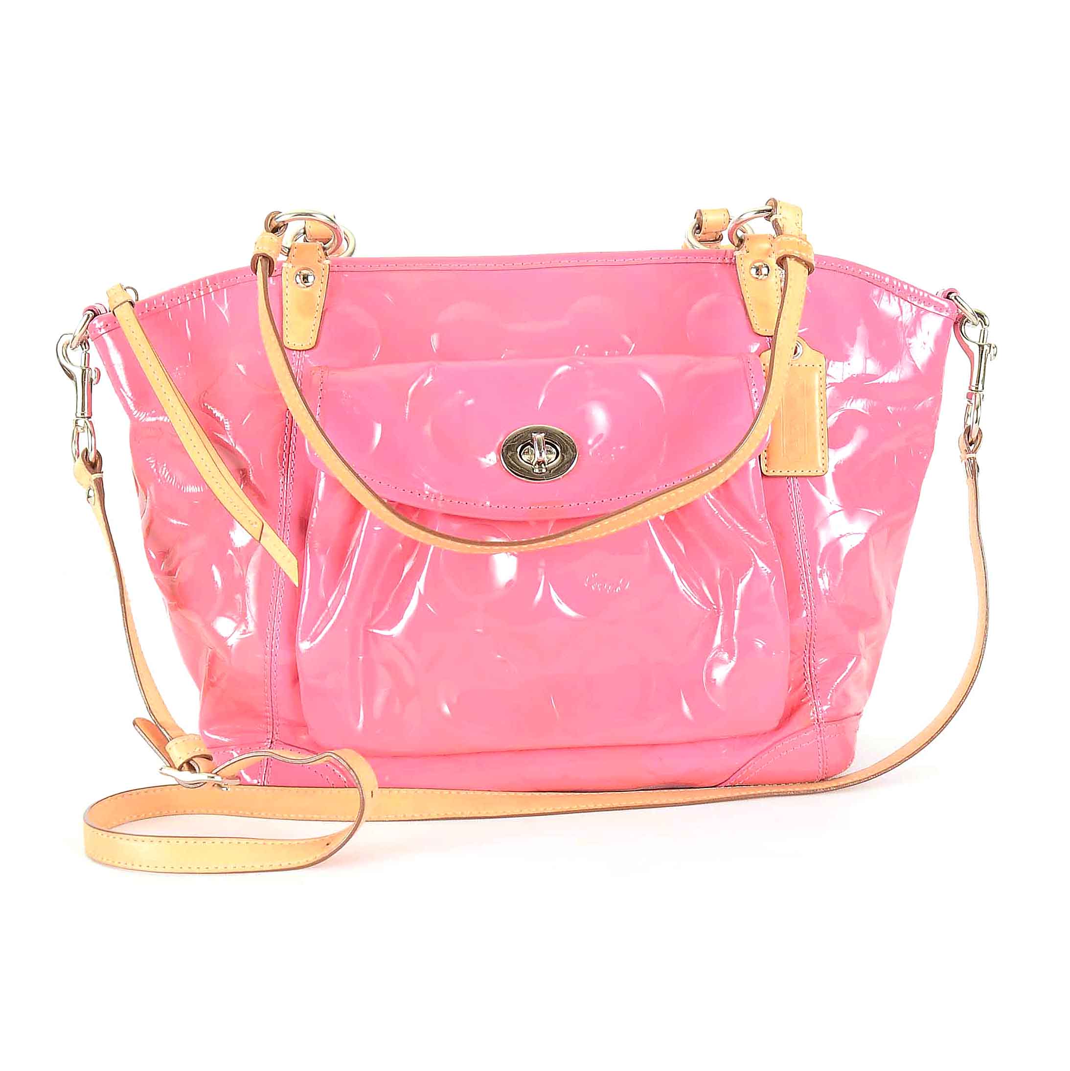 Coach Pink Op Art Patent Leather Handbag EBTH