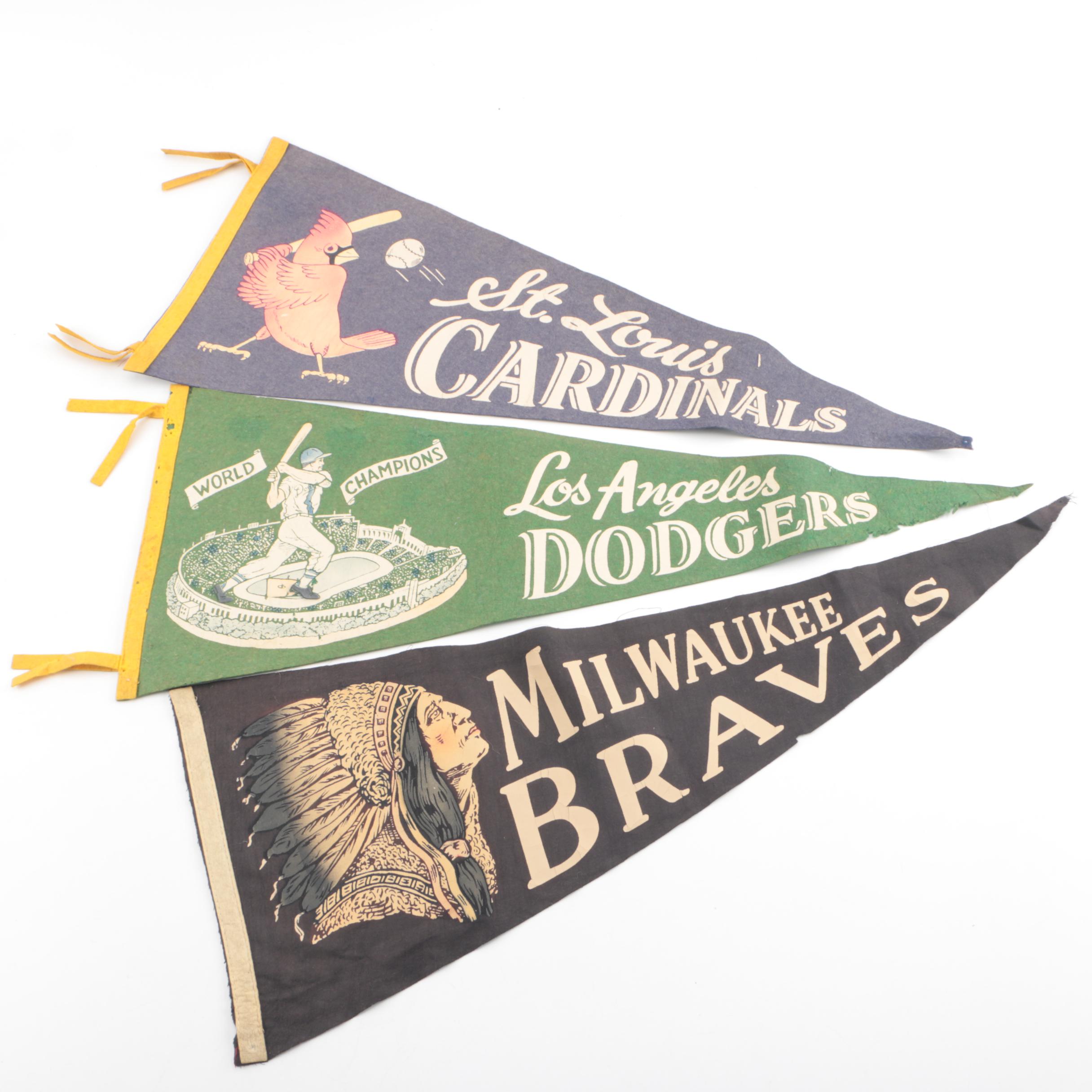 Vintage Felt Baseball Pennants Including Milwaukee Braves EBTH