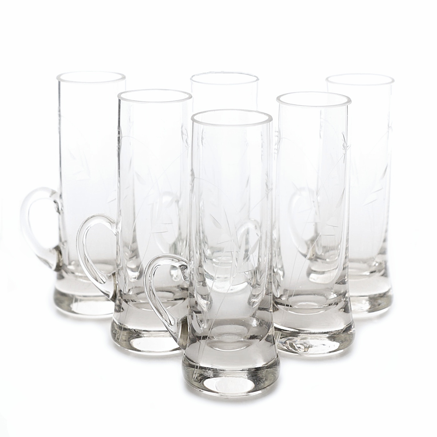 Set of Etched Crystal Schnapps Glasses EBTH