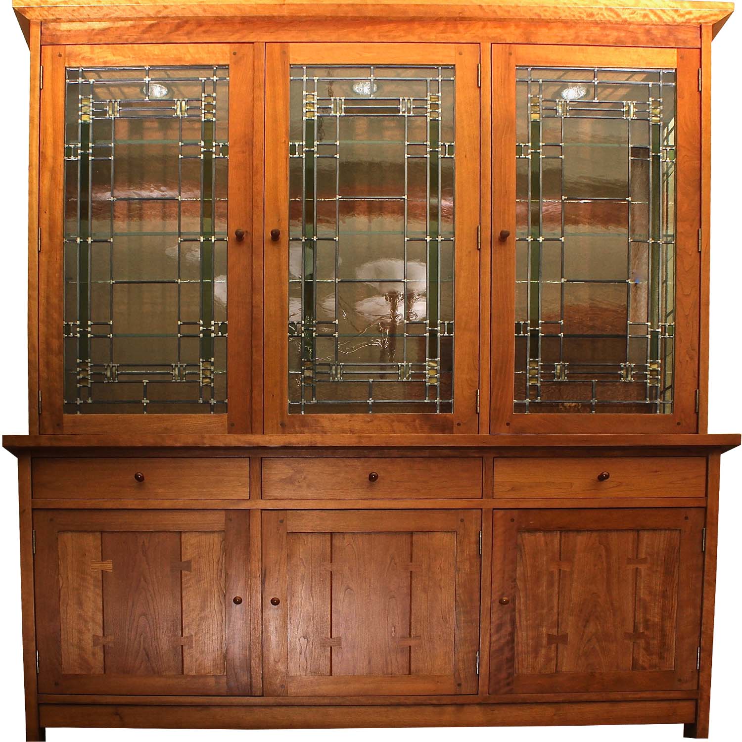 Stickley Stained Glass Cherry China Cabinet Ebth