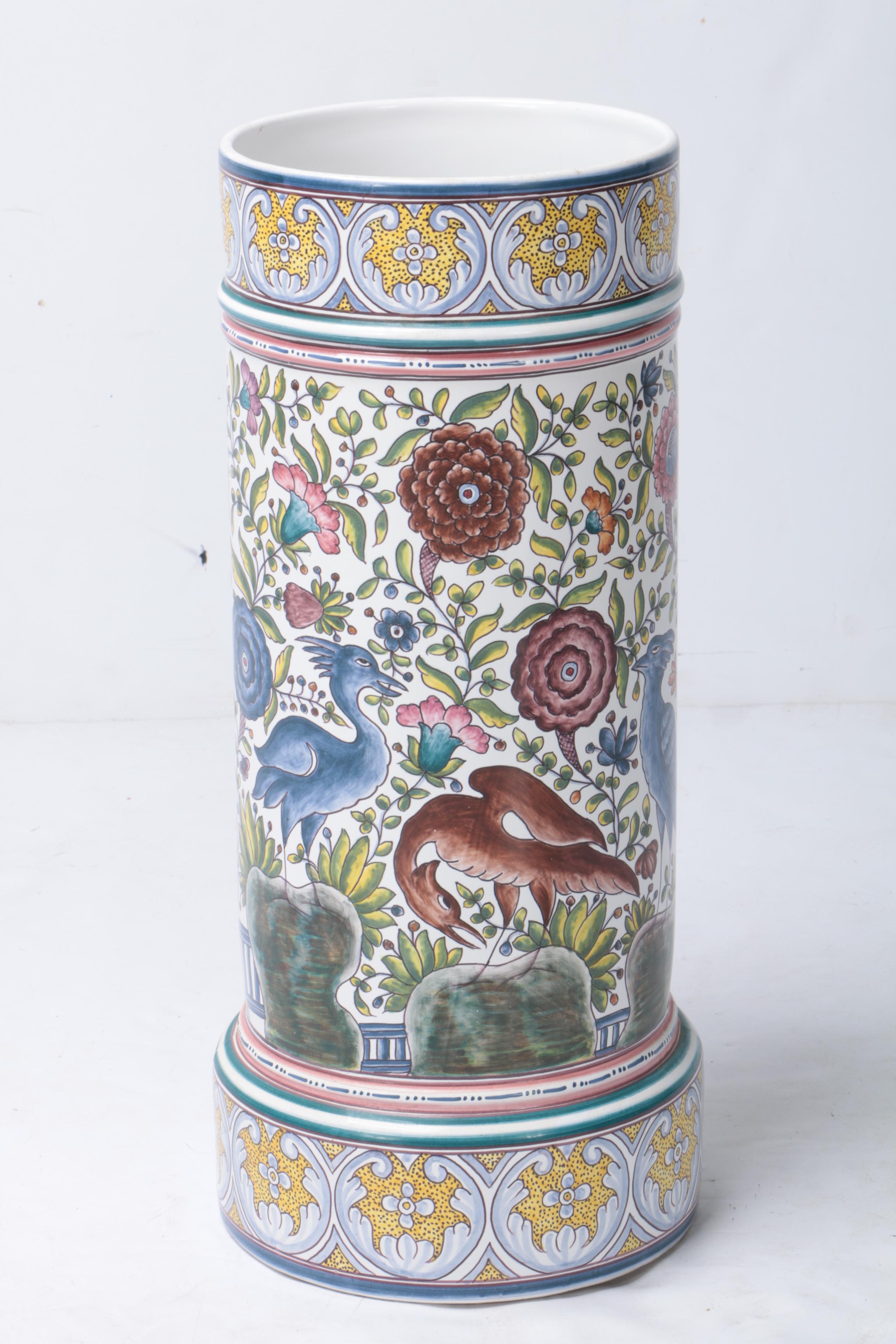 Estrela De Conimbriga Portugal HandPainted Ceramic Umbrella Stand EBTH