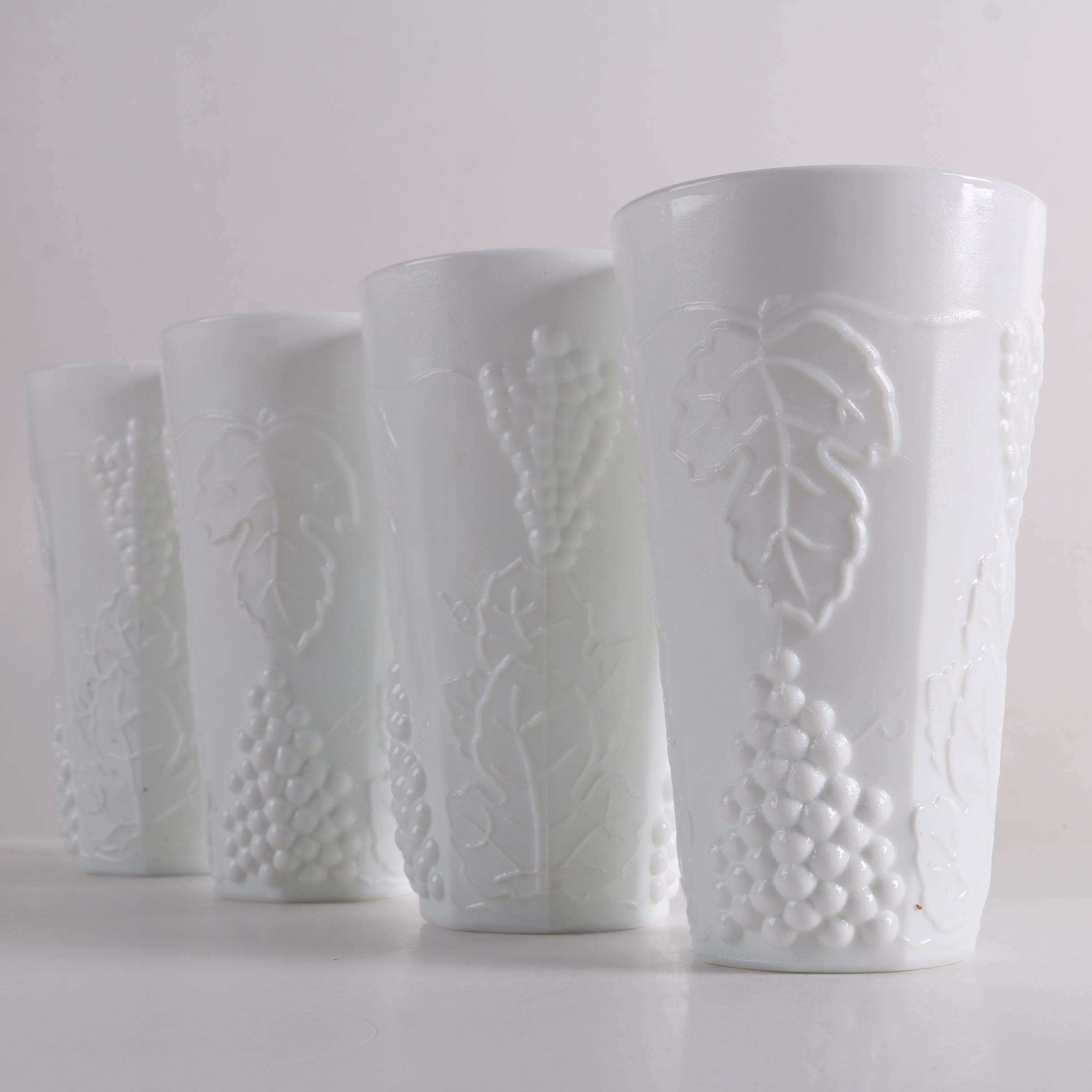 Vintage Indiana Glass "Colony Harvest" Milk Glass Lemonade Set C 1960s