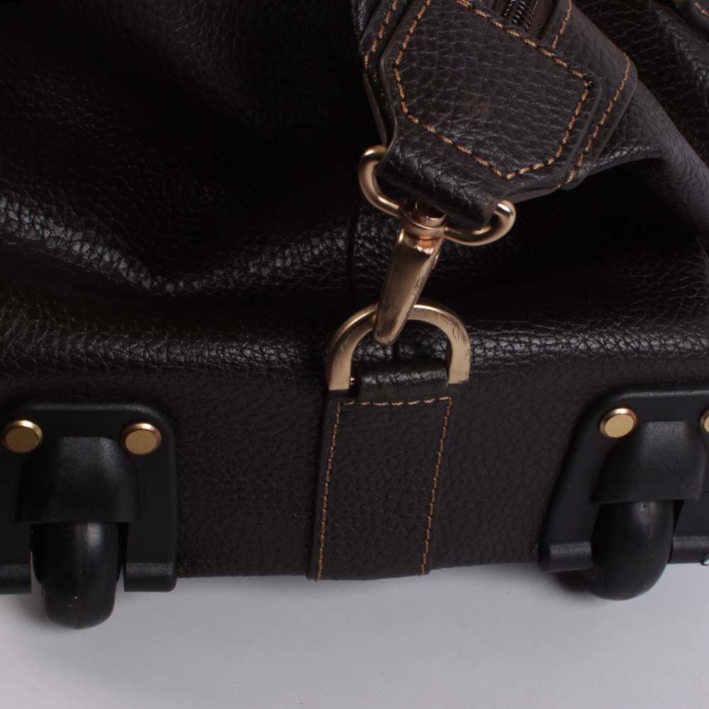 Brooks Brothers Brown Pebbled Leather Rolling Duffel Bag EBTH