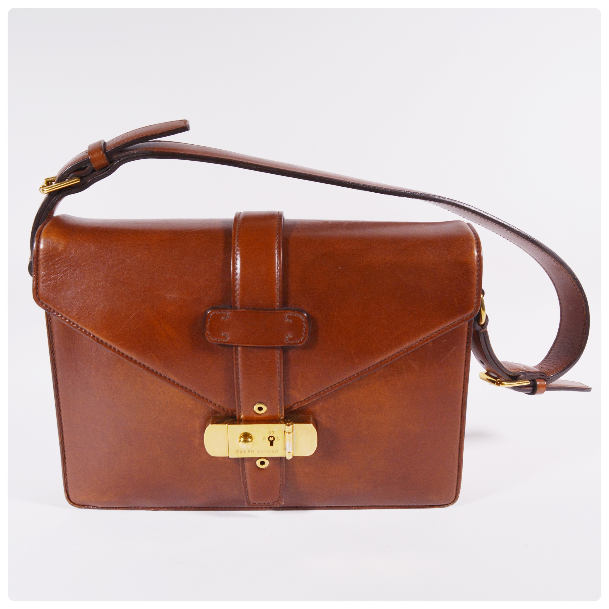 ralph lauren cognac handbag