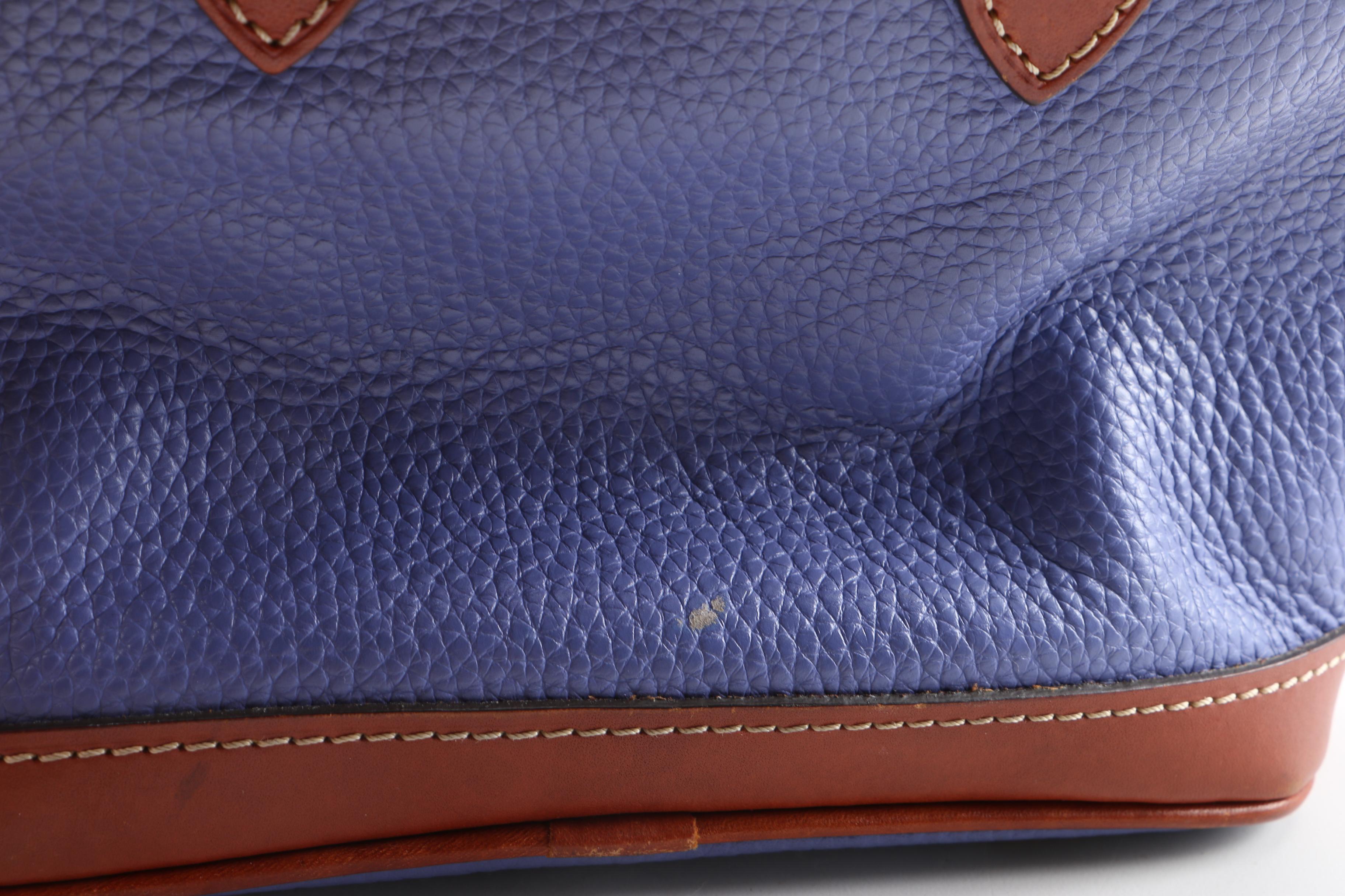 Dooney & Bourke Periwinkle Blue and Tan Leather Bitsy Satchel EBTH