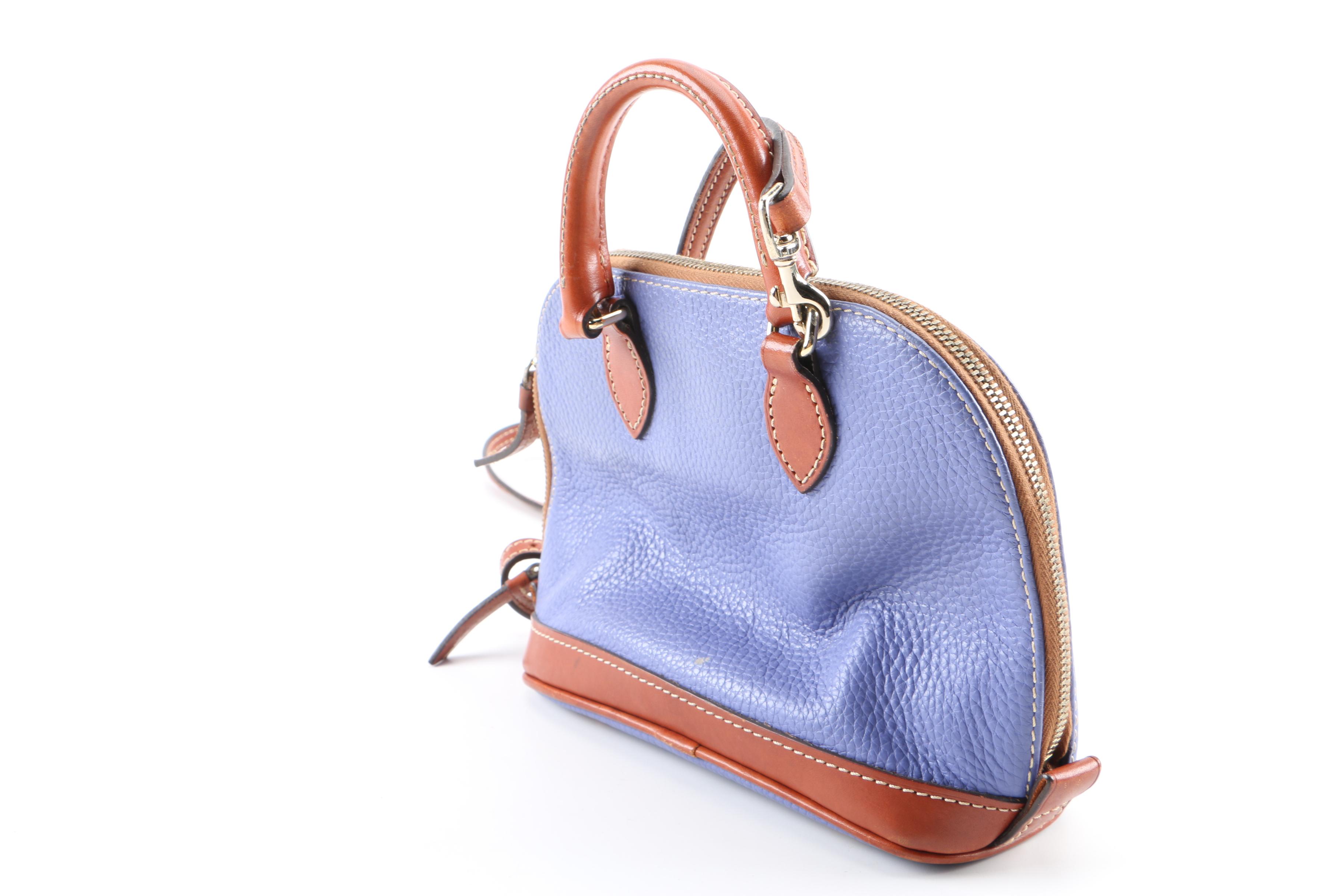 Dooney & Bourke Periwinkle Blue and Tan Leather Bitsy Satchel EBTH