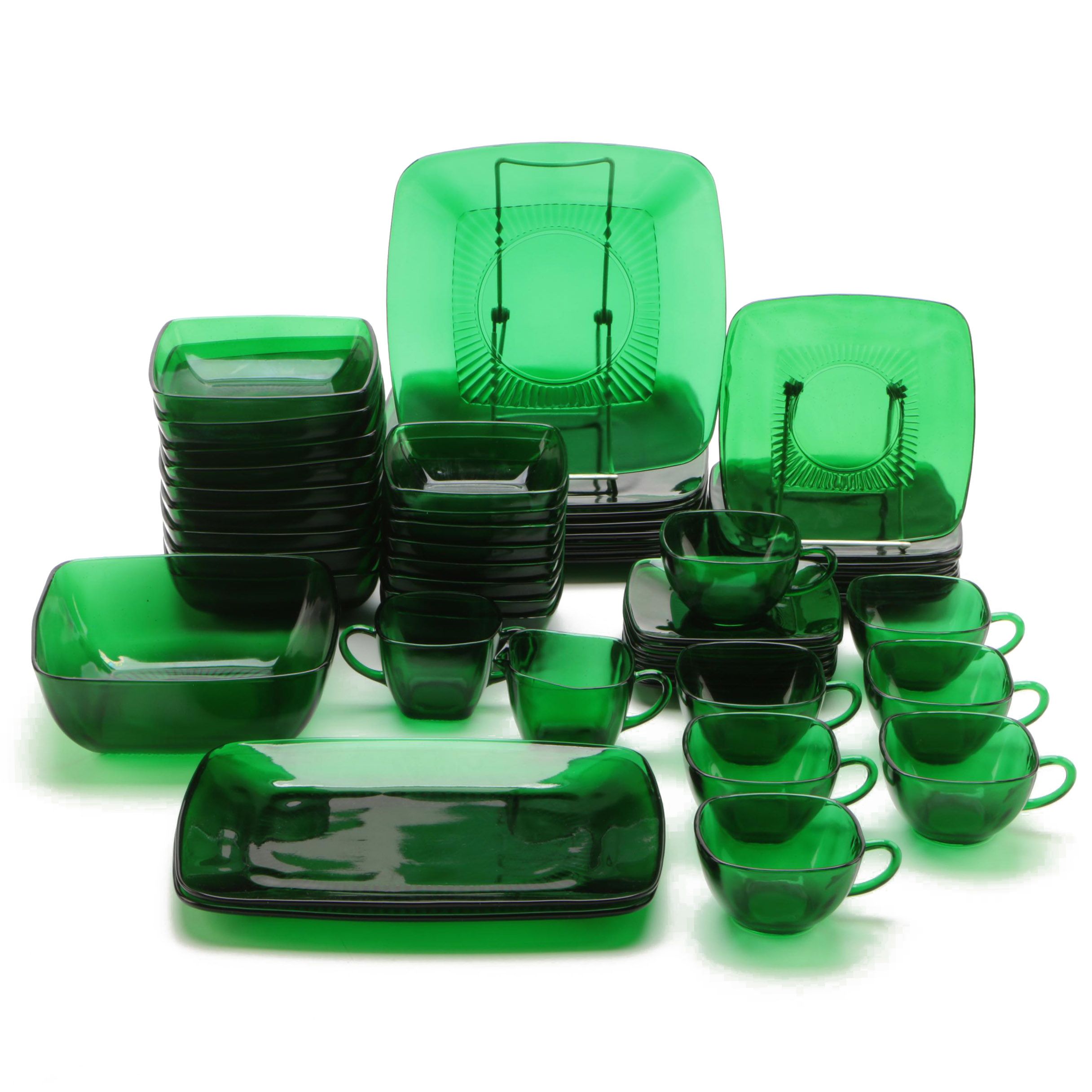 Anchor Hocking "Charm Forest Green" Glass Dinnerware Circa 19501954 EBTH