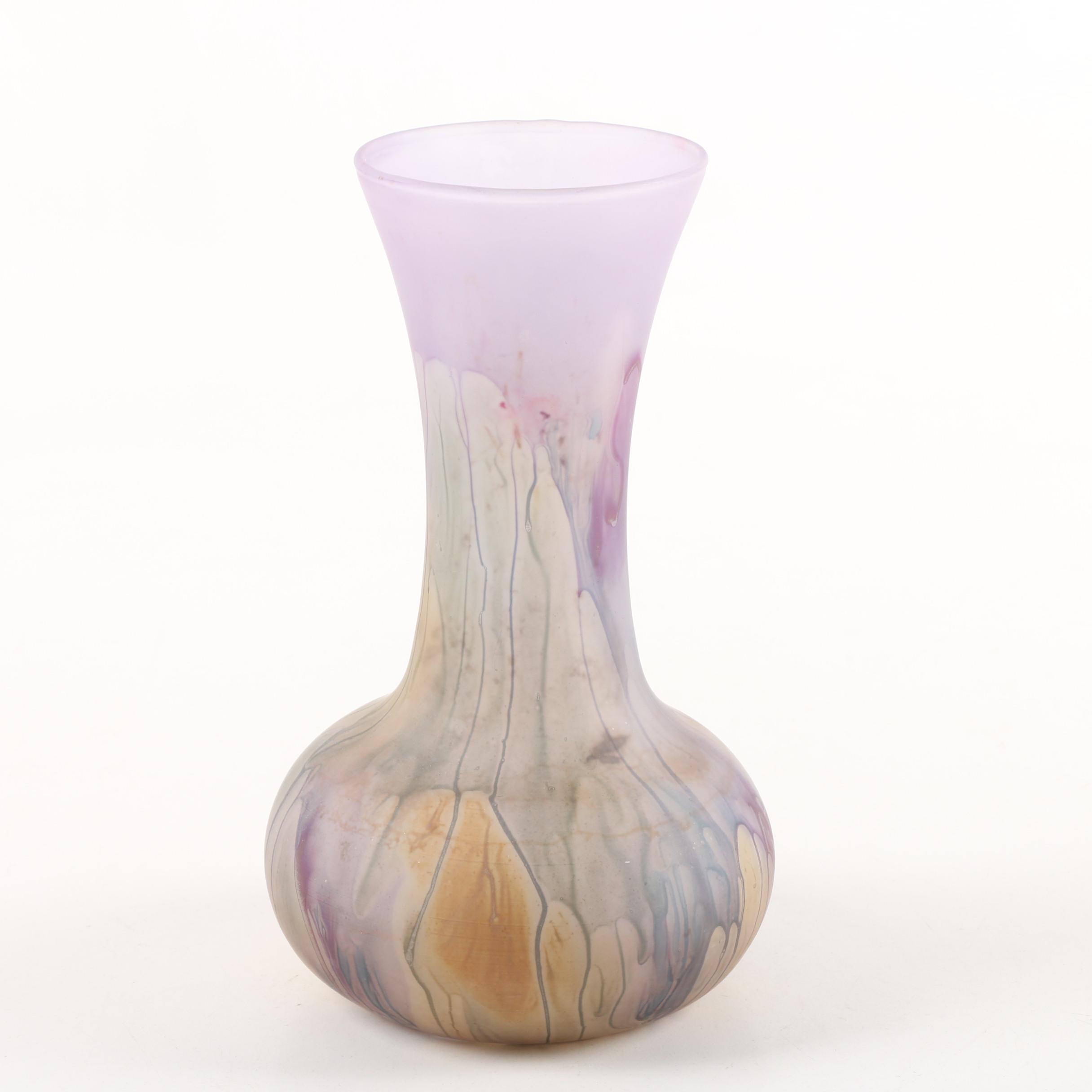 Reuven Glass Satin Drip Vase by the Nouveau Art Glass Co. EBTH