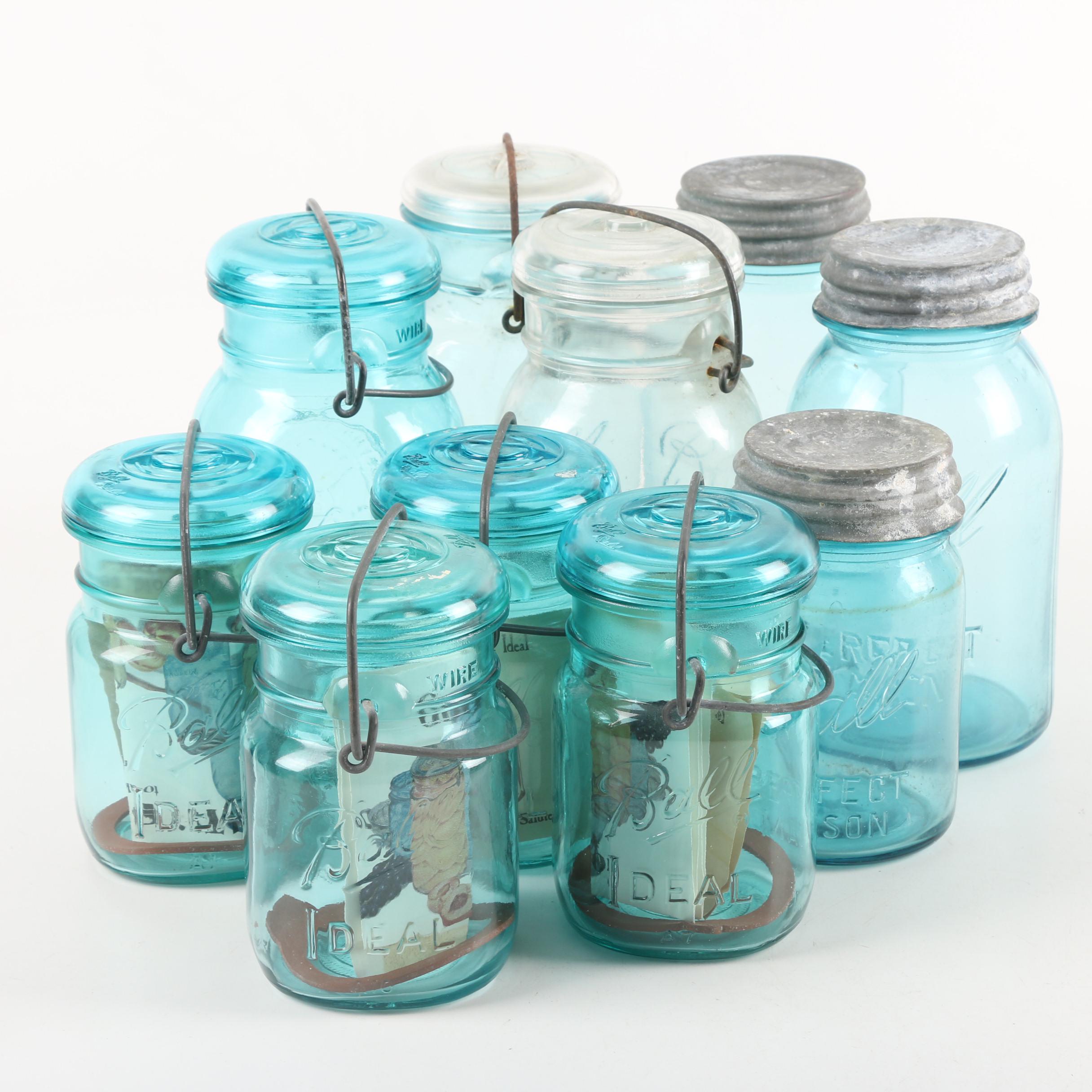 Ball Canning Jars in Blue and Clear EBTH