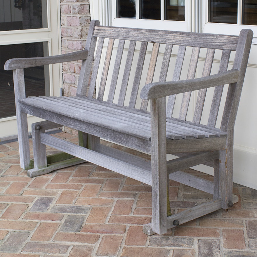 Vintage Smith Hawken Teak Glider Bench Ebth Vintage Smith Hawken Teak Glider Bench