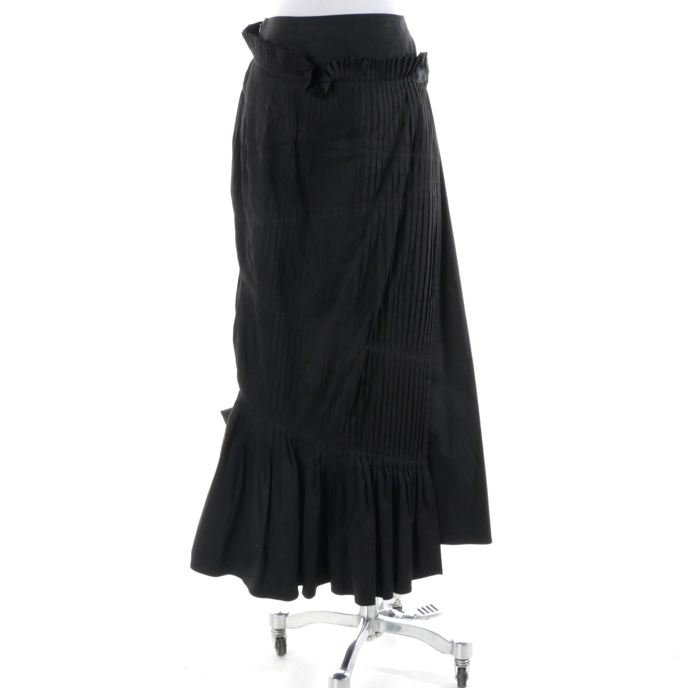 Atsuro Tayama Black Cotton Blend Pleated Wrap Maxi Skirt Ebth