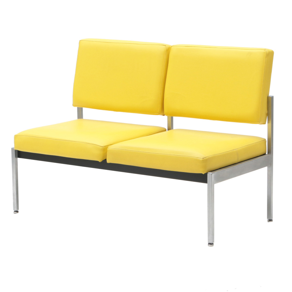Aluminum Framed Yellow Vinyl Bench by Harter EBTH
