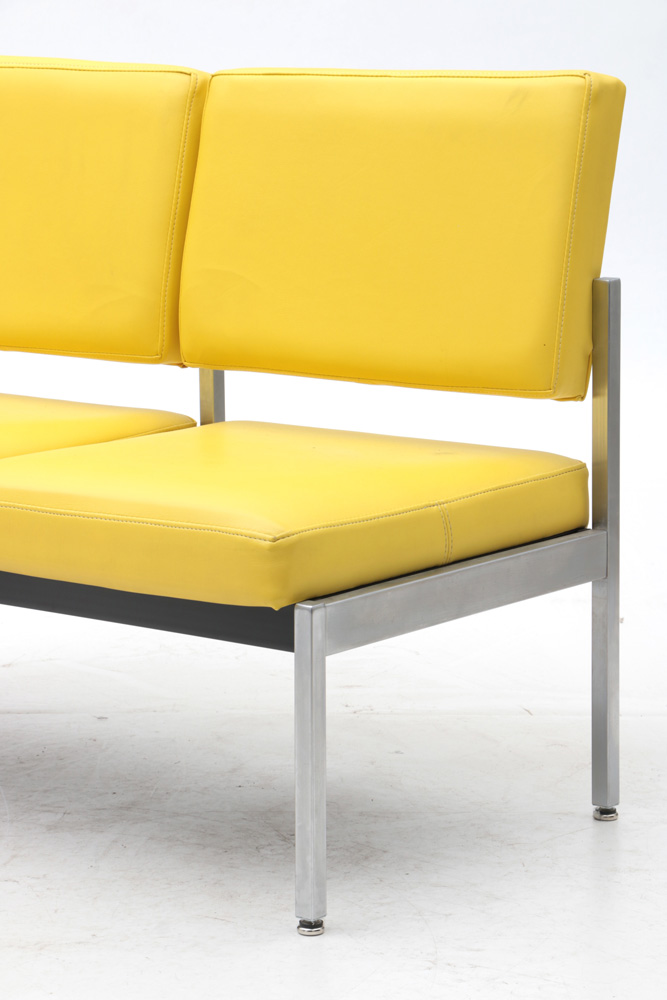 Aluminum Framed Yellow Vinyl Bench by Harter EBTH