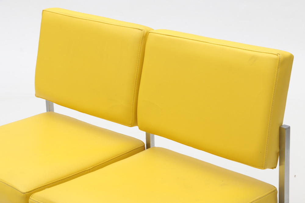 Aluminum Framed Yellow Vinyl Bench by Harter EBTH