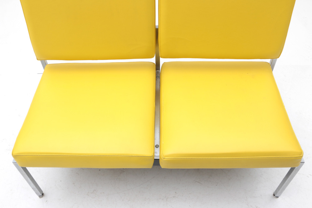 Aluminum Framed Yellow Vinyl Bench by Harter EBTH