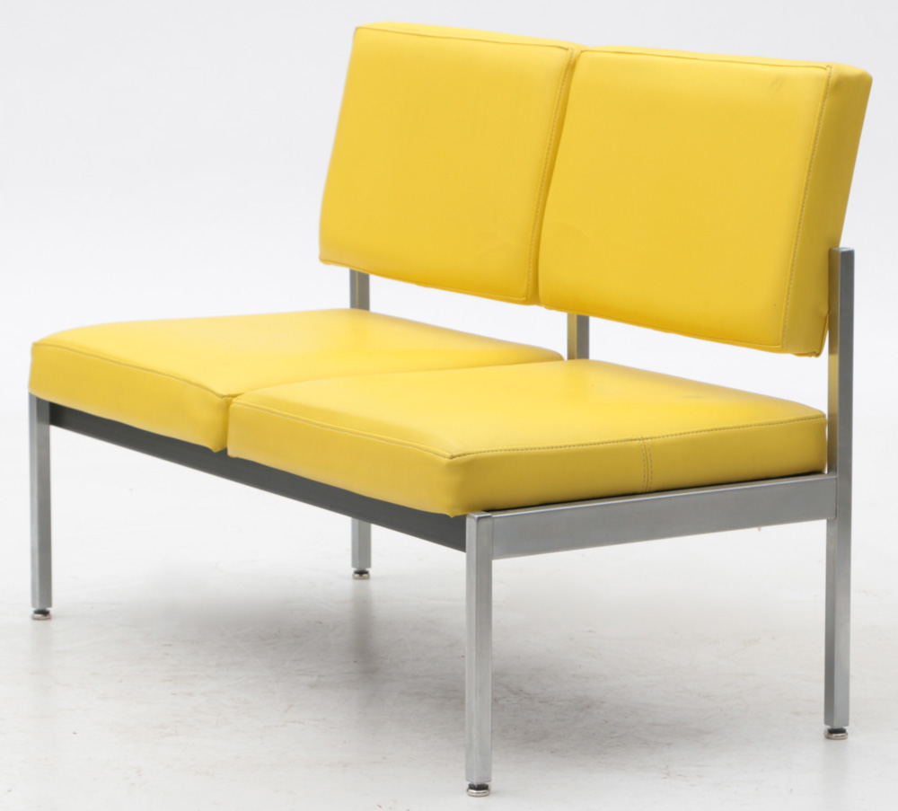 Aluminum Framed Yellow Vinyl Bench by Harter EBTH