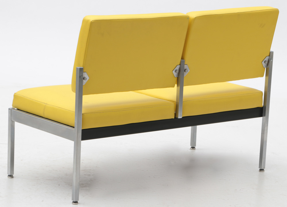Aluminum Framed Yellow Vinyl Bench by Harter EBTH