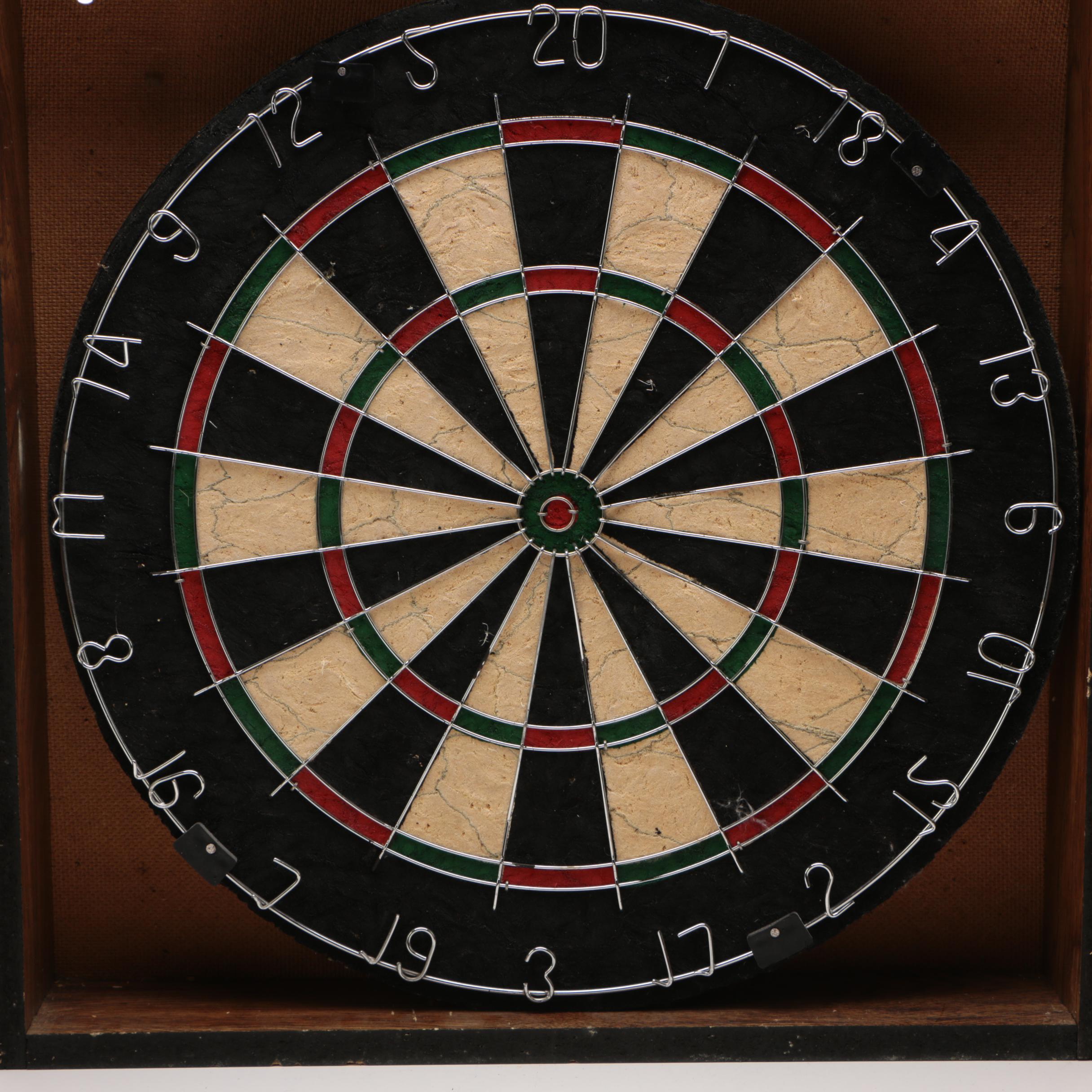 Vintage Harvard Sports "Cheers" Wooden Dart Board with Assorted