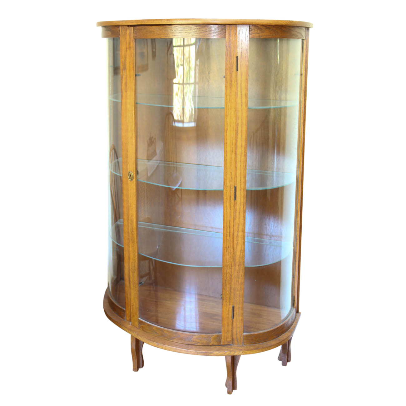 Oak Bow Front Curio Cabinet Ebth