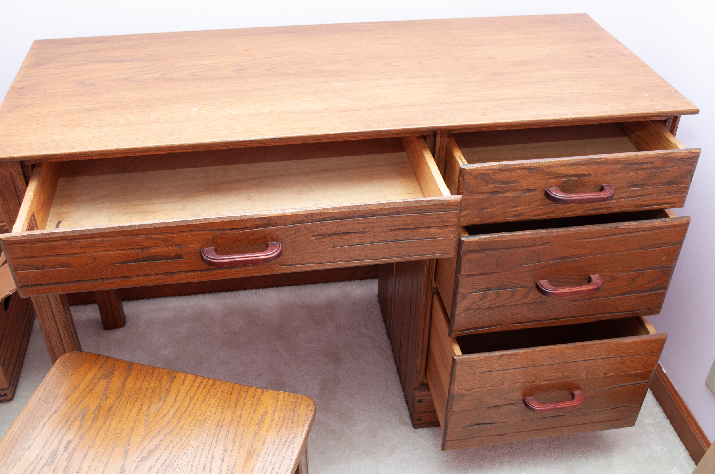 Vintage A. Brandt Ranch Oak Convertible Bunk/Twin Beds with Desk