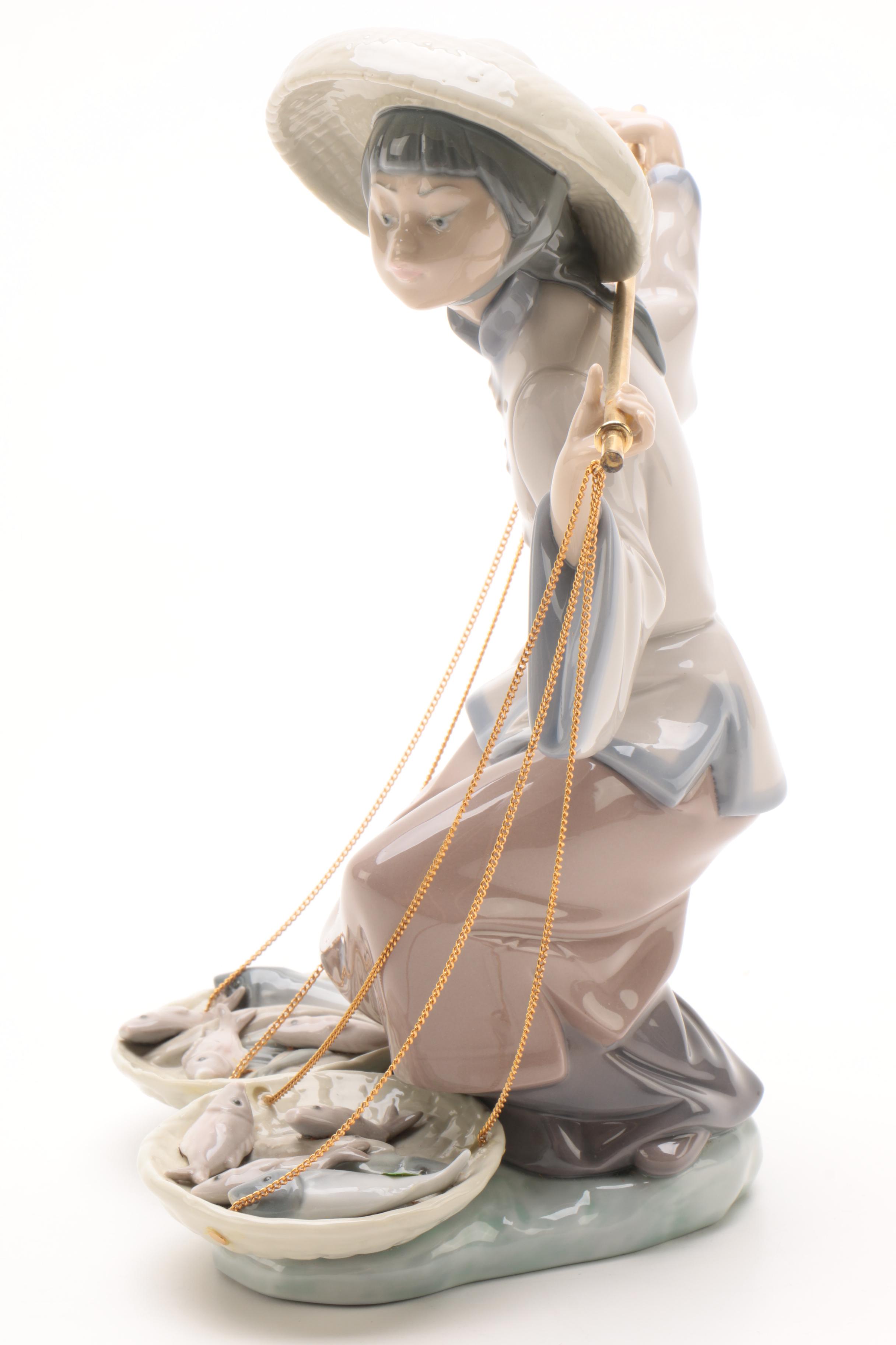 Vintage Lladró "Chinese In the Market" Porcelain Figurine EBTH