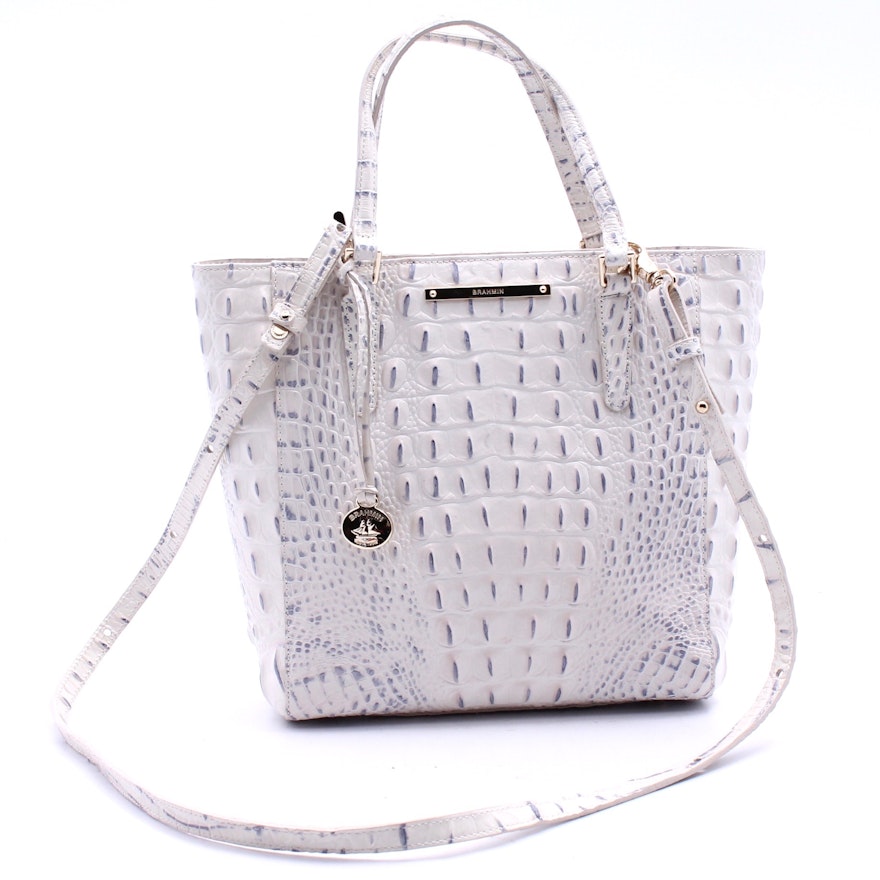 Brahmin Crocodile Embossed White Patent Leather Handbag : EBTH