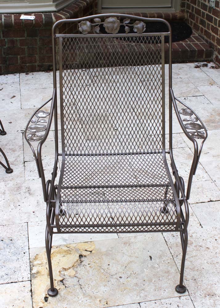 Meadowcraft Wrought Iron Patio Table with Rocker Chairs Set | EBTH