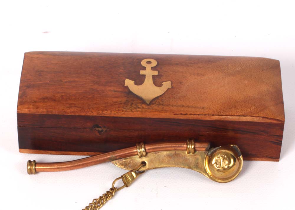 Vintage Brass Naval Boatswain Whistle EBTH
