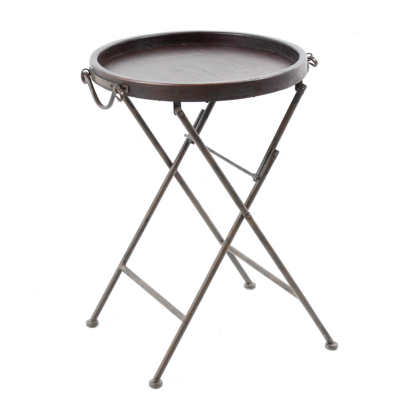 Contemporary Wood and Metal Folding Accent Table EBTH