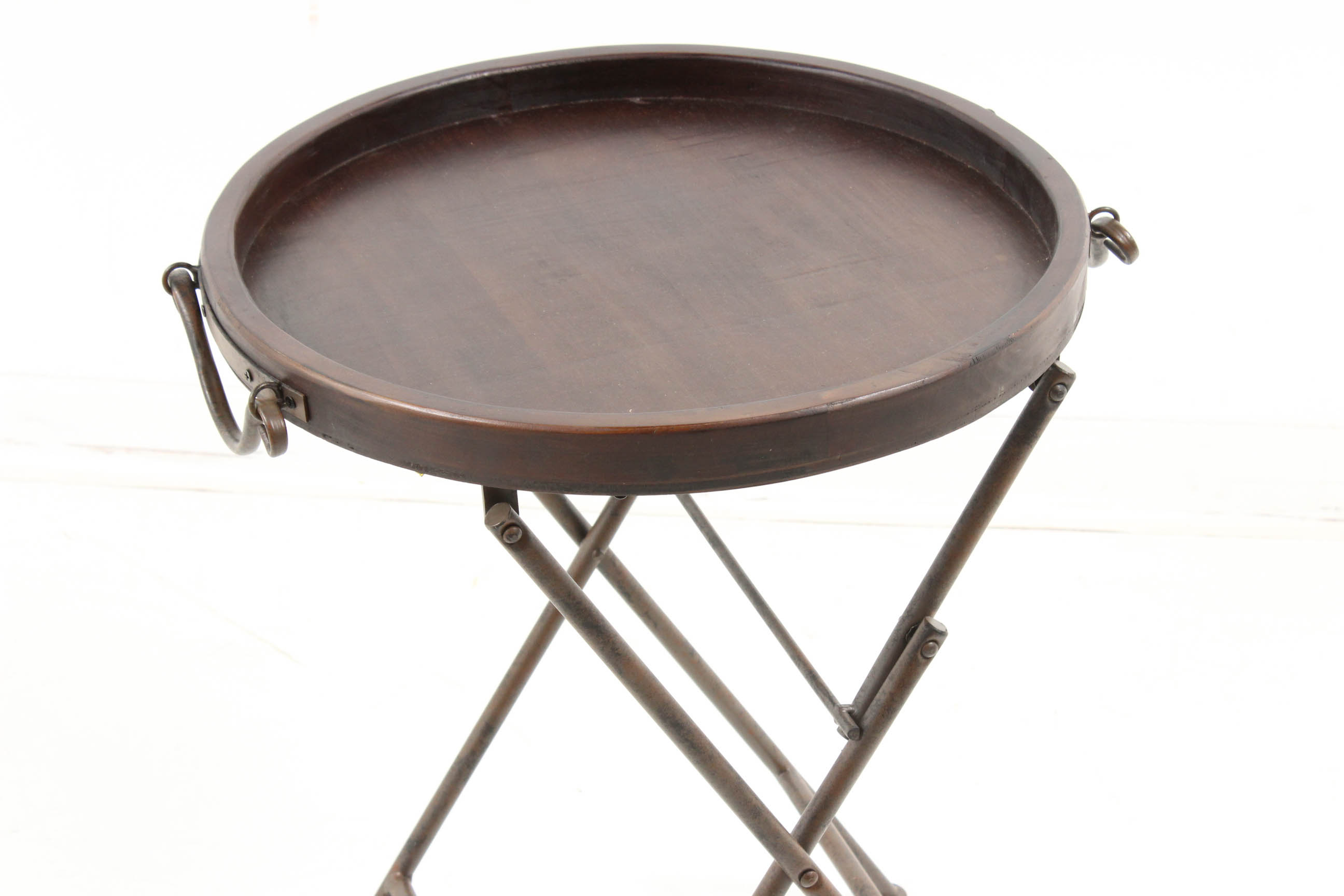 Contemporary Wood and Metal Folding Accent Table EBTH