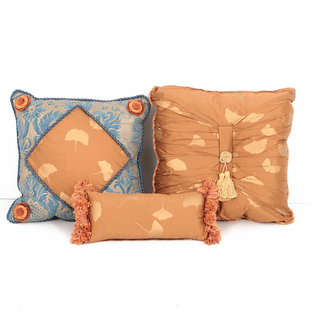 Coordinating Decorative Pillows One In Fortuny Italian Fabric Ebth