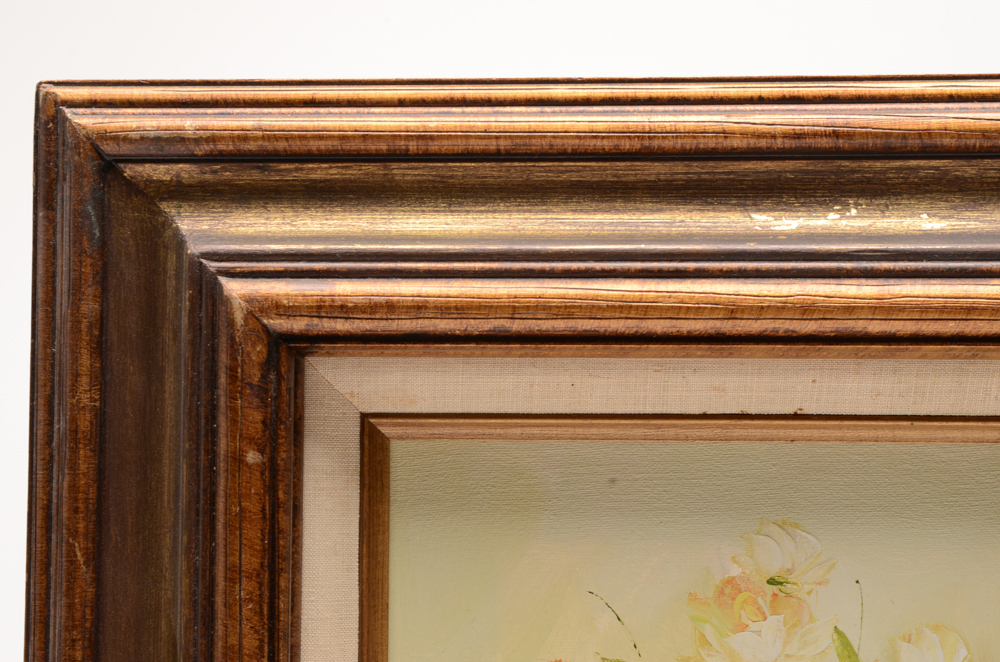 C. Nichols Floral Oil Painting on Canvas EBTH