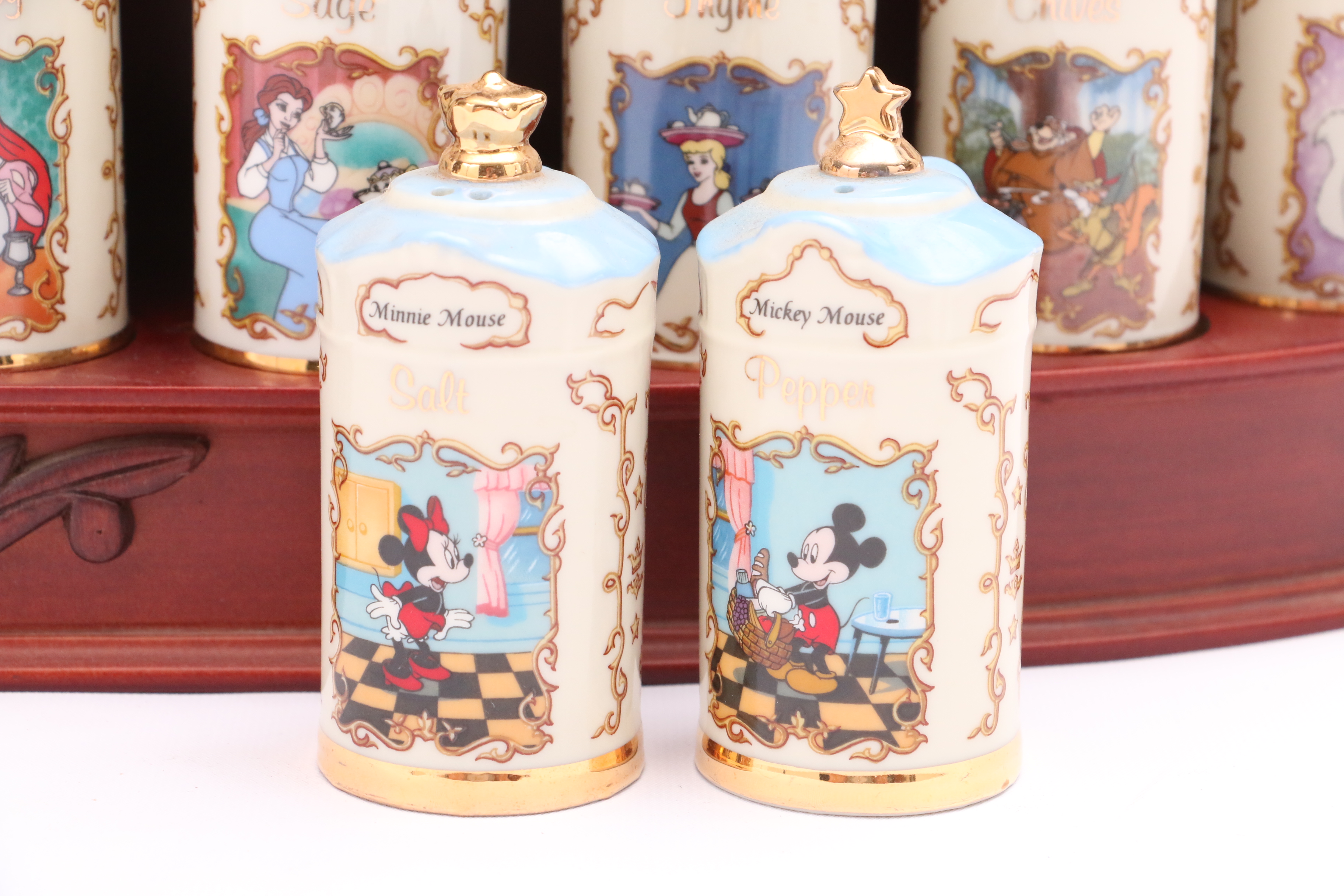 Lenox Walt Disney Spice Jar Collection with Wooden Rack | EBTH