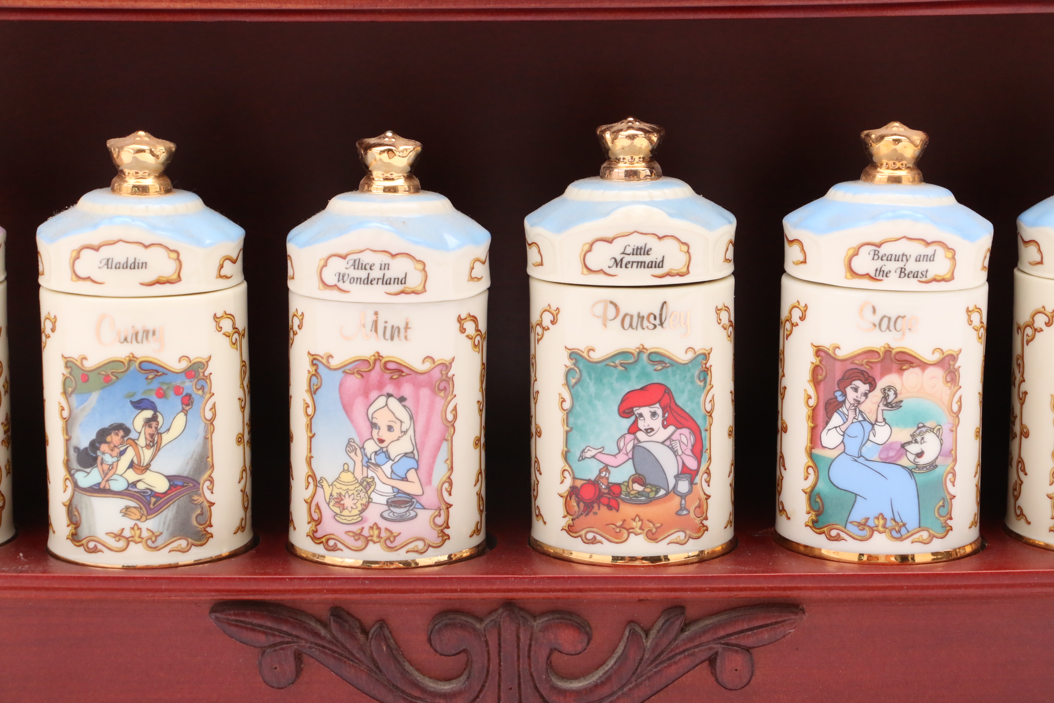 Lenox Walt Disney Spice Jar Collection with Wooden Rack EBTH