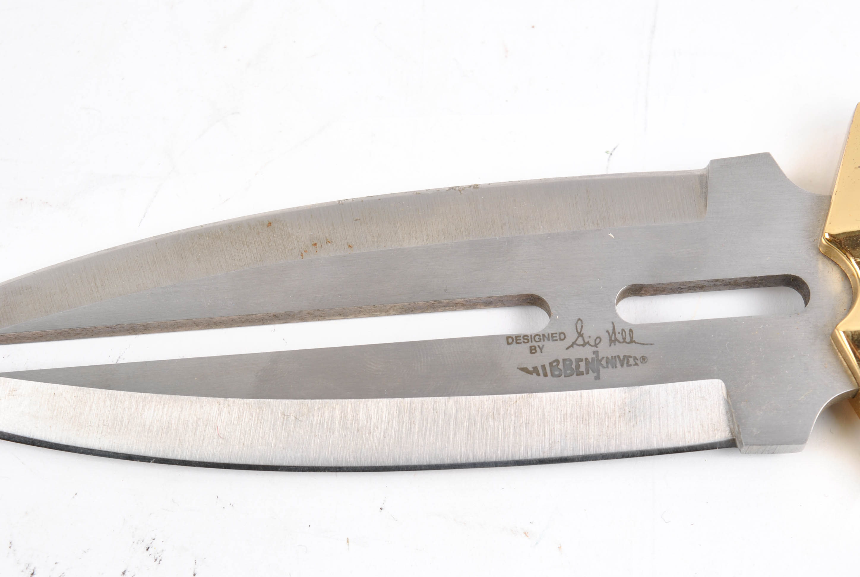 Hibben Knives DualTip Fantasy Knife by Sid Hill with Wooden Wall