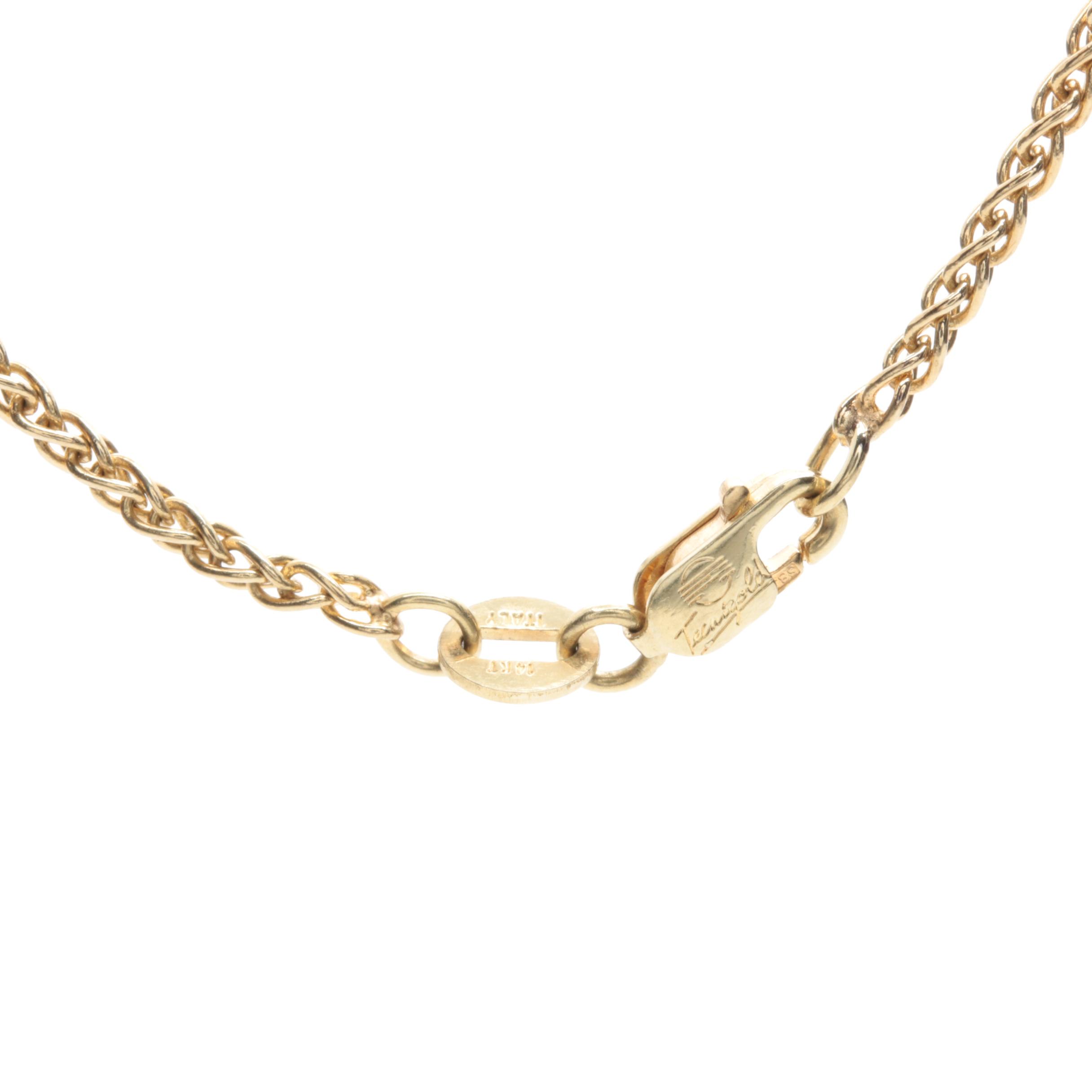 14K Yellow Gold Blue Topaz Pendant Necklace | EBTH