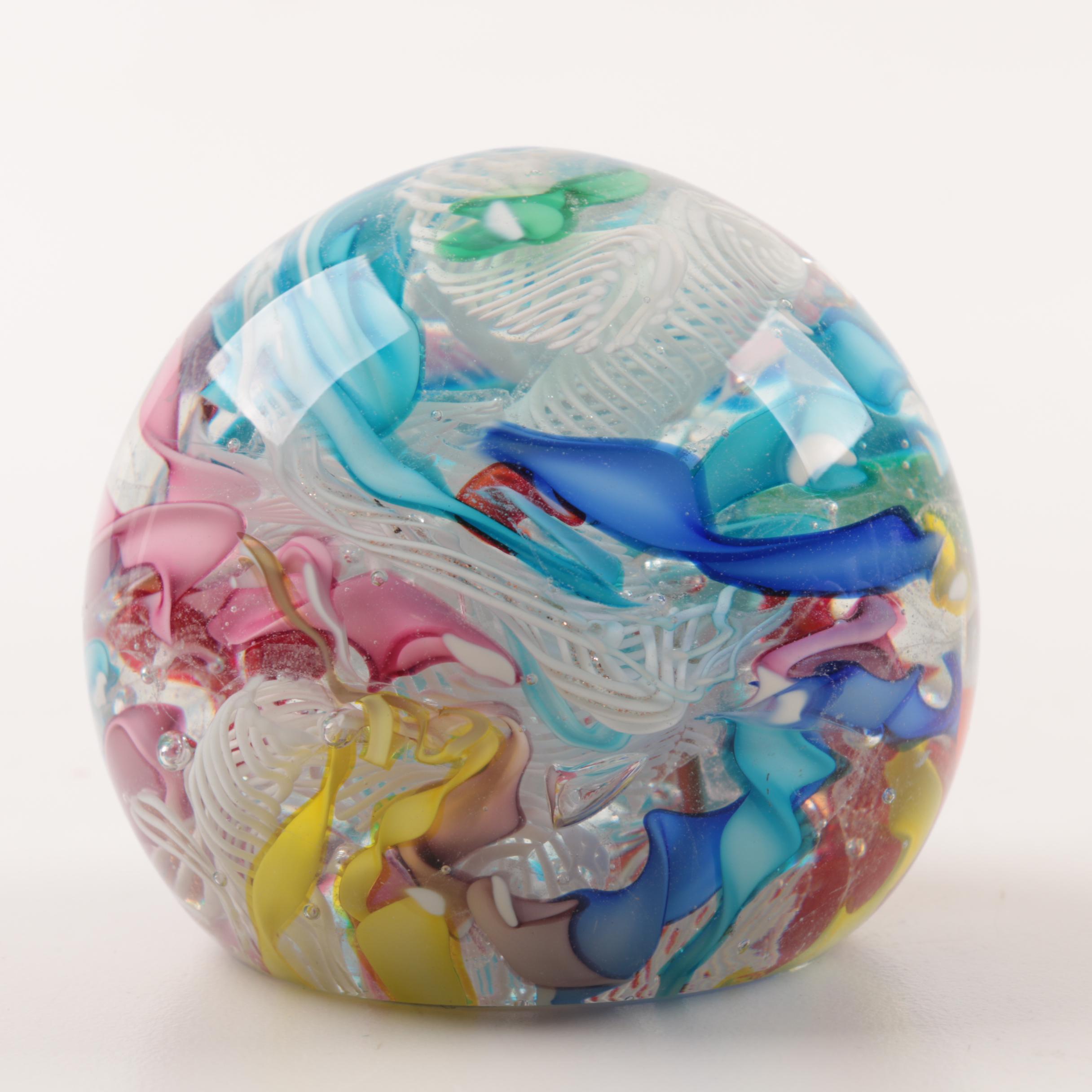 Three Murano Millefiore and Latticino Glass Paperweights, 20th Century EBTH