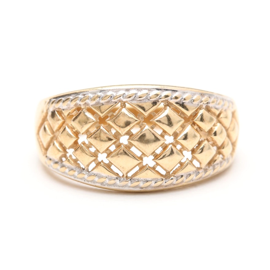 14K Yellow Gold Ring With White Gold Detail
