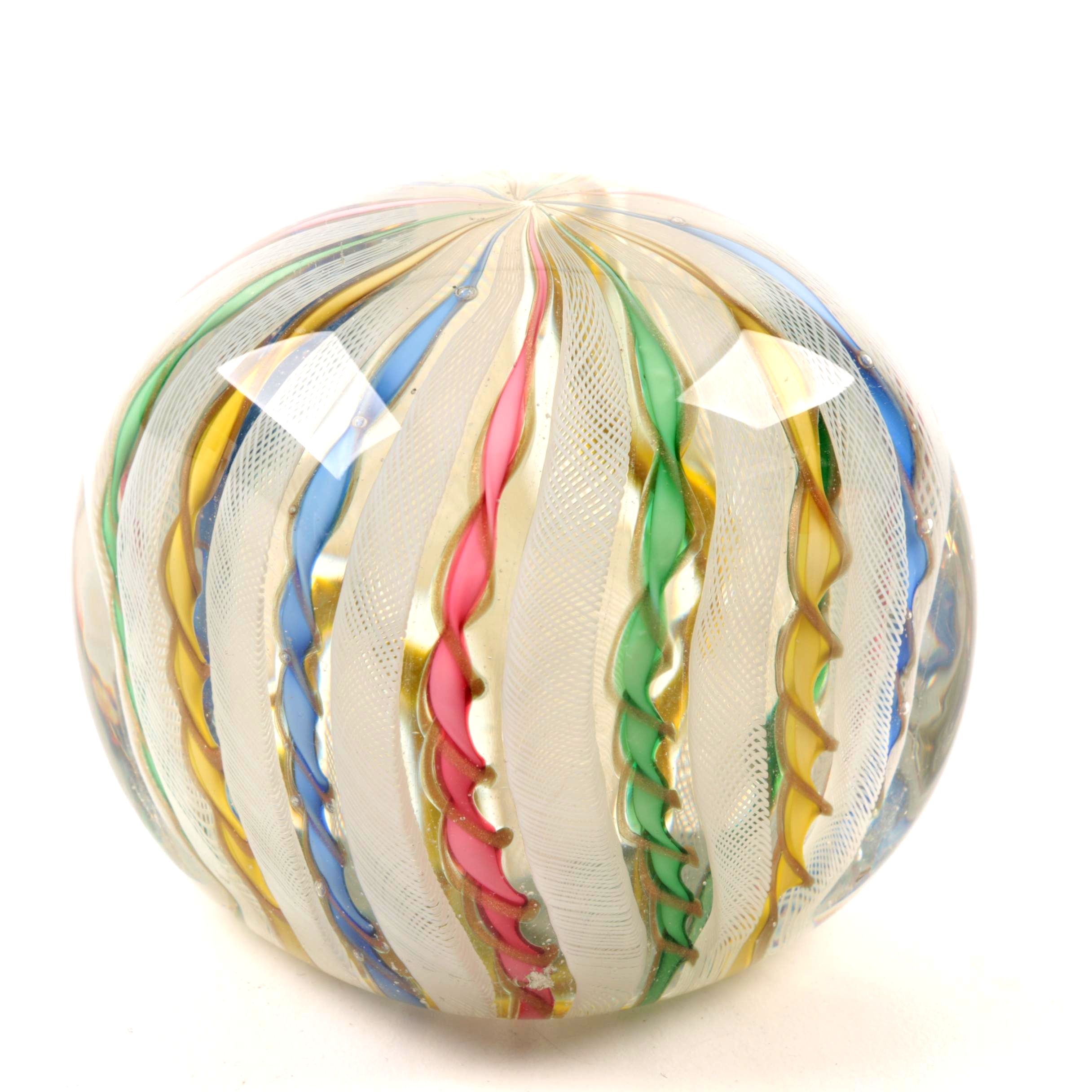 Murano Latticino Glass Paperweight, 20th Century EBTH