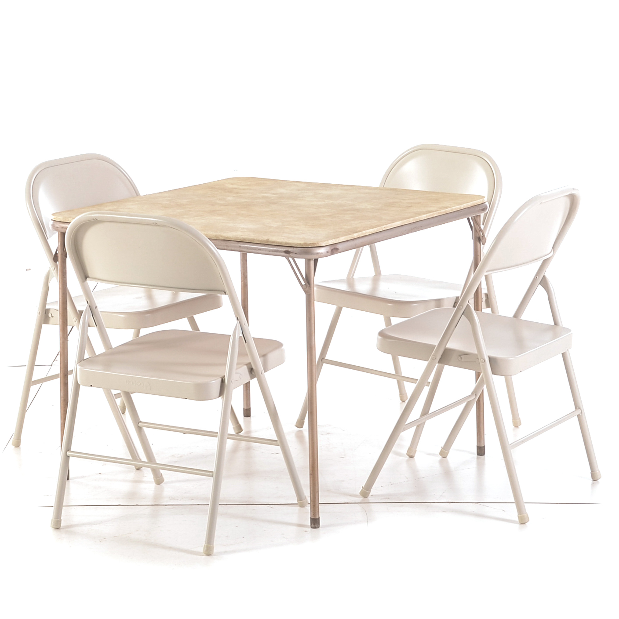 Samsonite Metal Card Table and Four Folding Chairs EBTH
