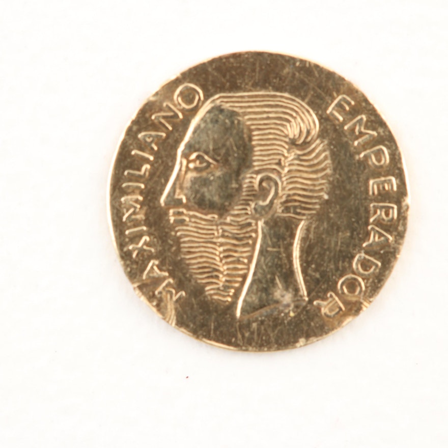 1865 Mexico Maximiliano Mini Gold Coin Replica