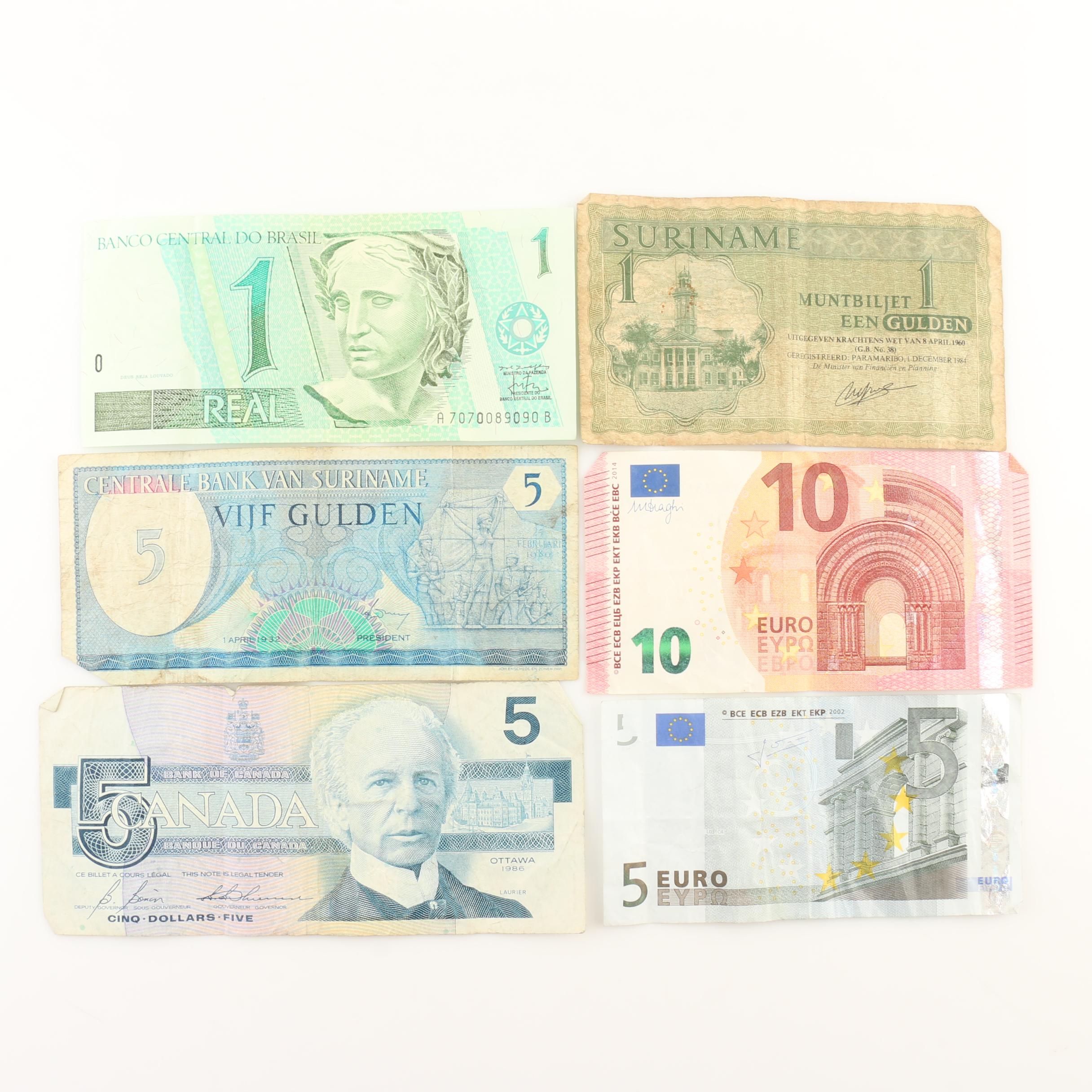 Group Of Six Foreign Currency Notes - 