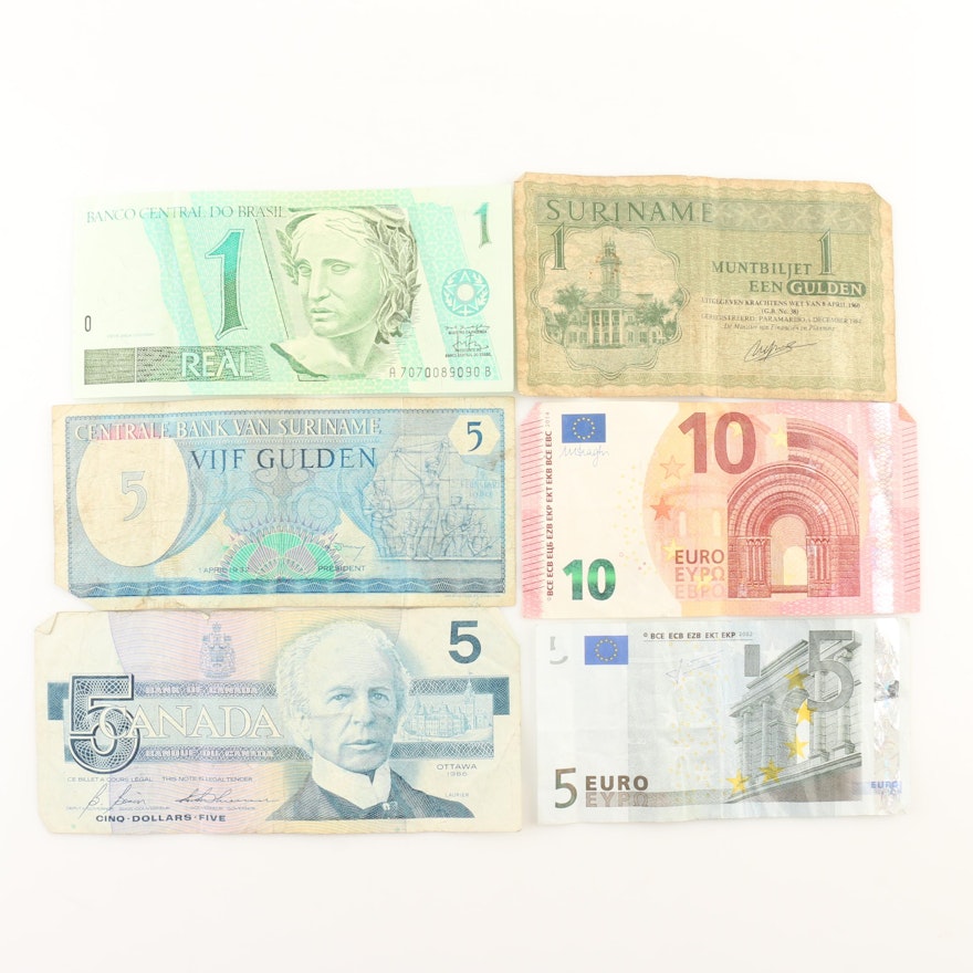 Group Of Six Foreign Currency Notes - 
