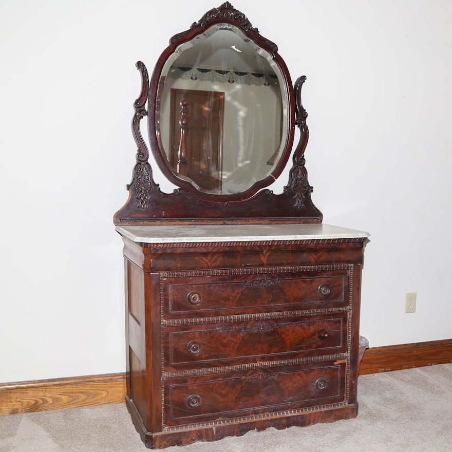 Antique Victorian Dresser With Mirror Ebth Antique Victorian Dresser With Mirror
