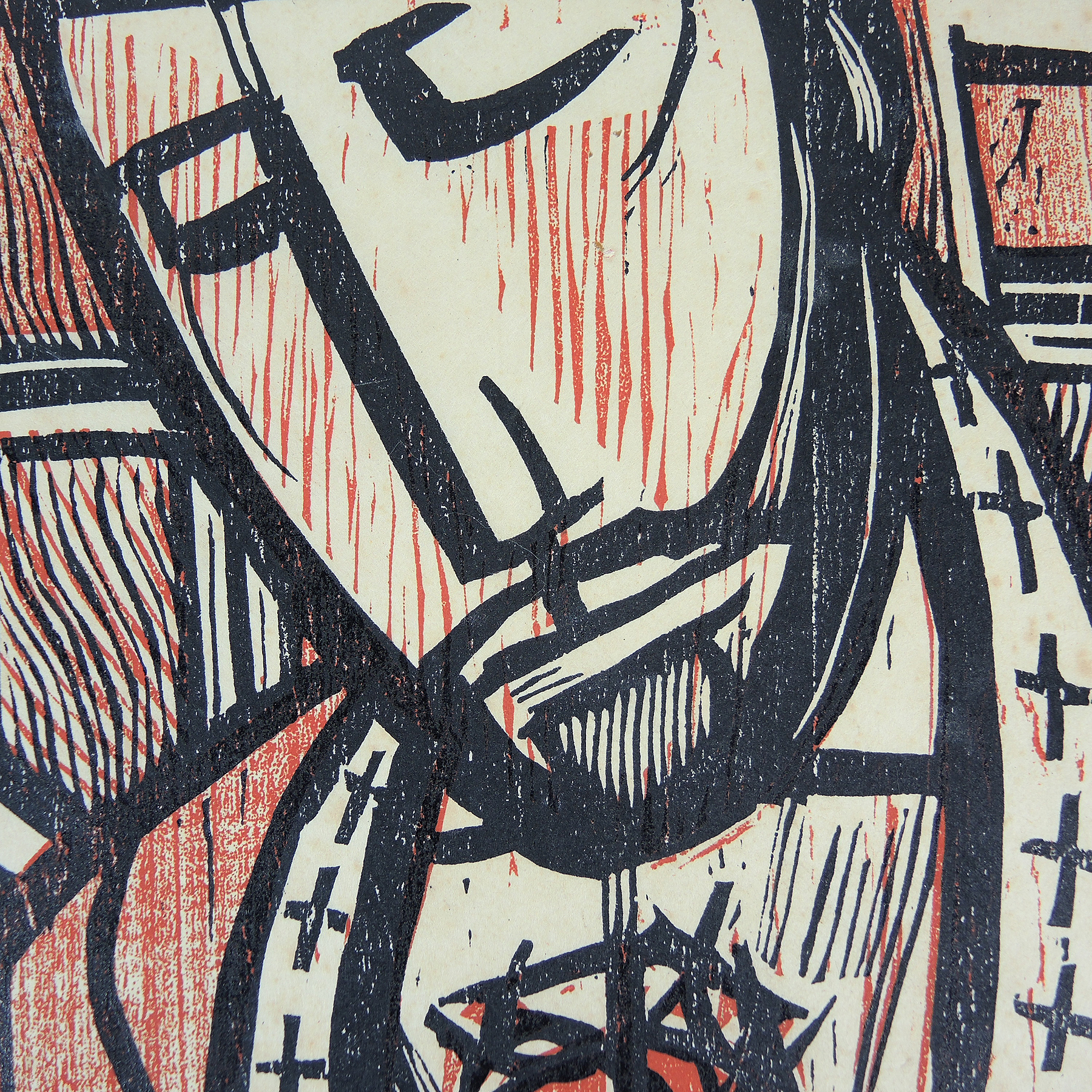 "Sacred Heart" Vintage Woodcut Print of Jesus EBTH