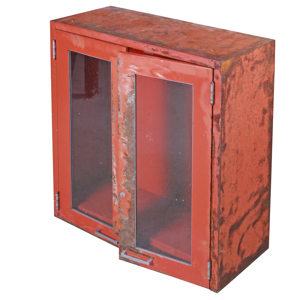 Vintage Red Metal Wall Mount Cabinet Ebth