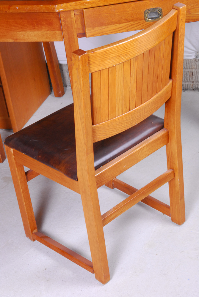 Vintage Oak "Passport" Child's Corner Desk with Hutch and Chair by