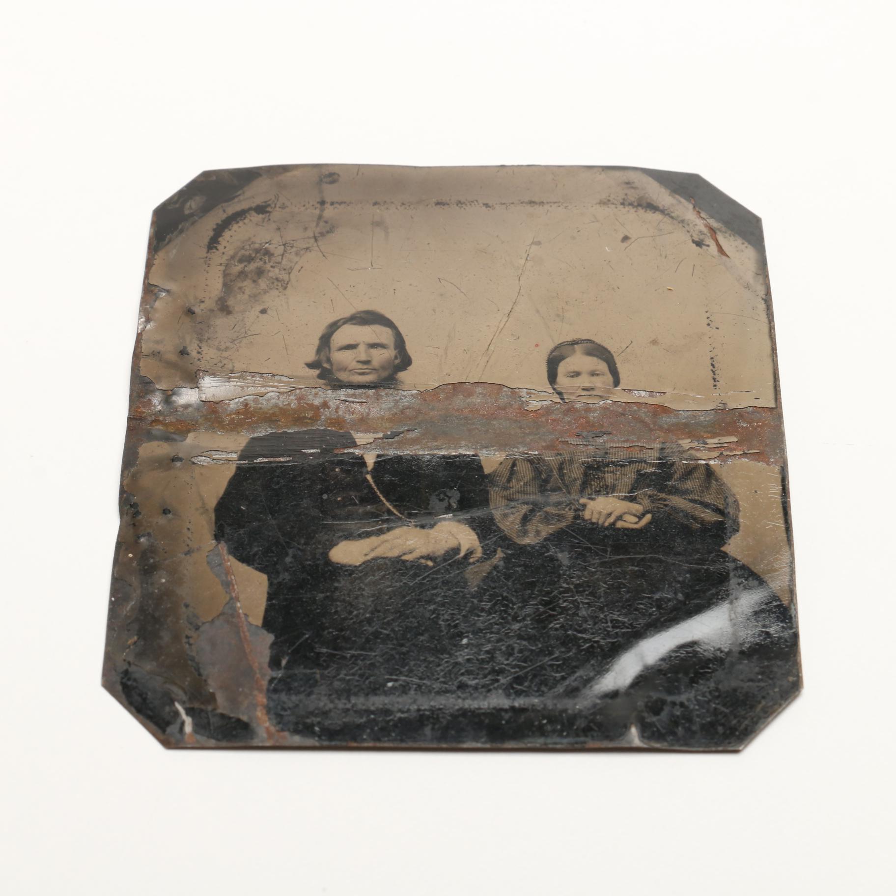 Six Antique Tintypes and Small German Magnifying Glass EBTH