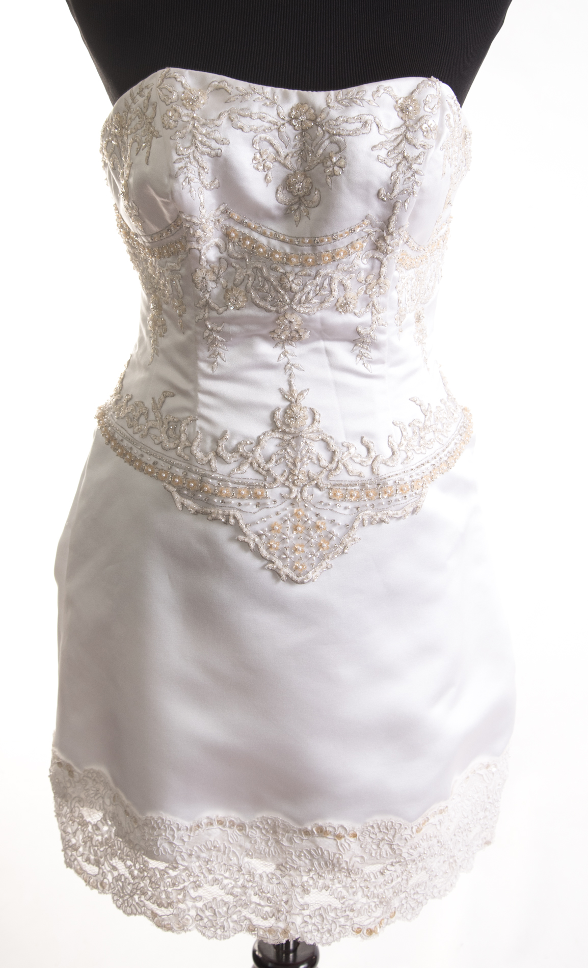 Redesigned Wedding Dress Strapless Cocktail Dress with Pearl Beading | EBTH