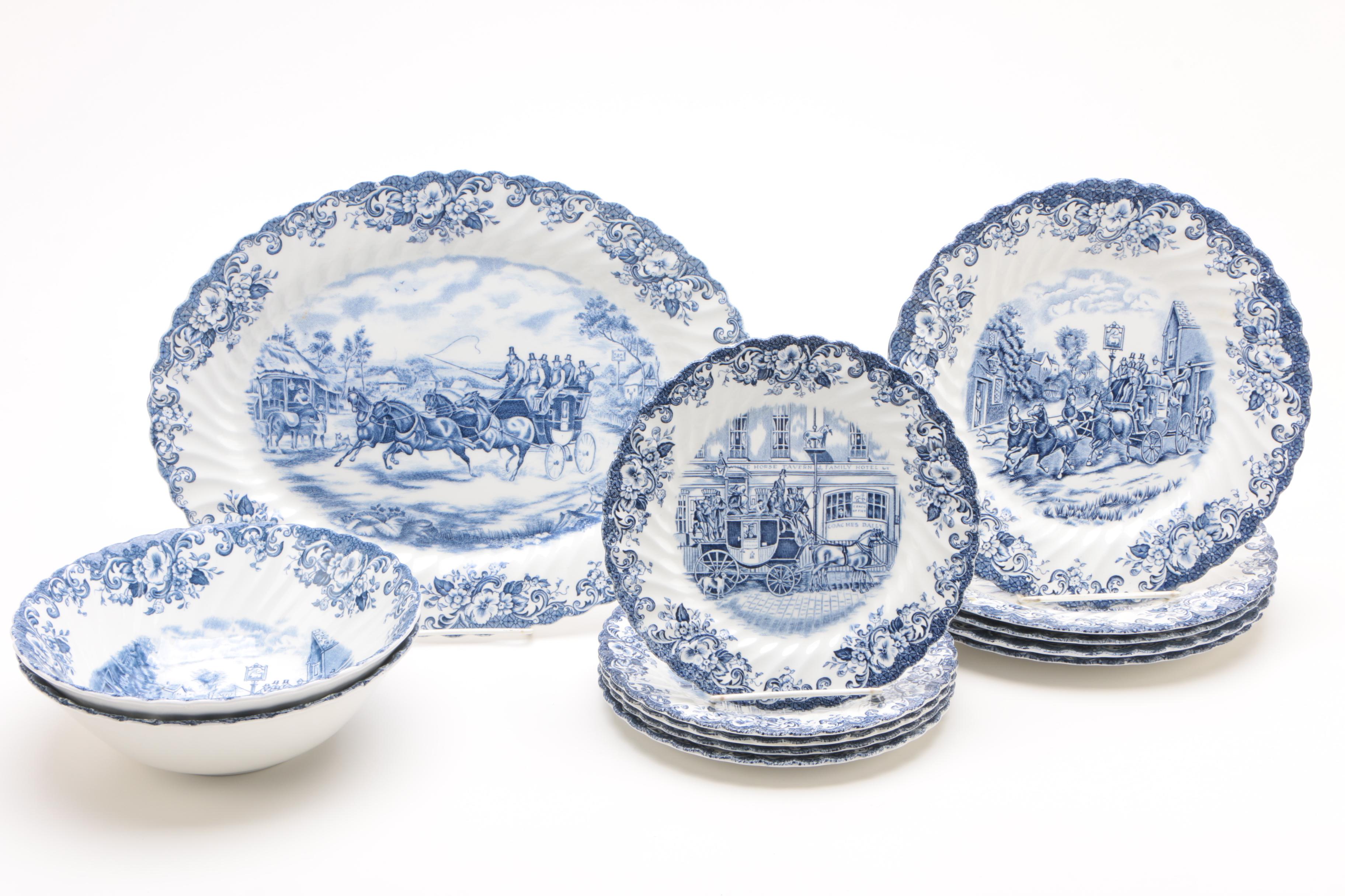 Johnson Brothers "Coaching Scenes Blue" Ironstone Dinnerware EBTH